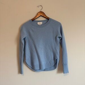 2-ply 100% Cashmere Crew Neck Women S/M Sweater Blue Quiet Luxury Old Money Cozy